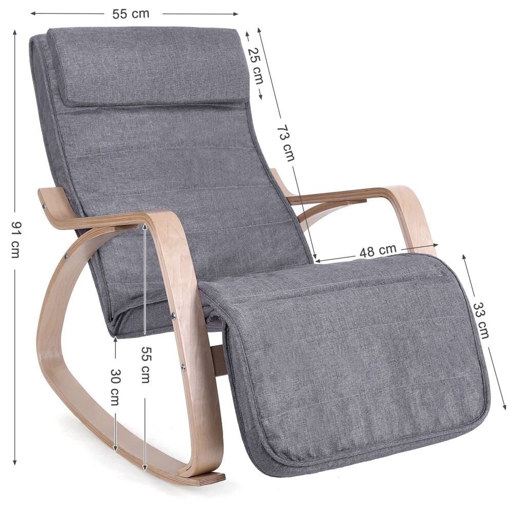 Supamas fotelis Songmics 91 cm, pilkas kaina ir informacija | Svetainės foteliai | pigu.lt
