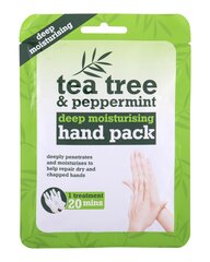 Drėkinamojo poveikio rankų kaukė - pirštinės Xpel Tea Tree & Peppermint, 1 pora kaina ir informacija | Kūno kremai, losjonai | pigu.lt