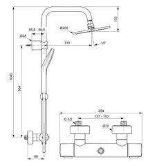 Termostatinė dušo sistema IdealRain EvoRound Ceratherm 100 A6983AA цена и информация | Душевые комплекты и панели | pigu.lt