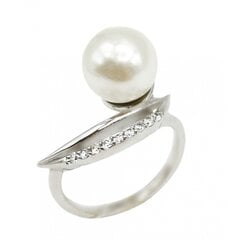 Auksinis žiedas su perlo imitacija ir cirkoniais kaina ir informacija | Žiedai | pigu.lt