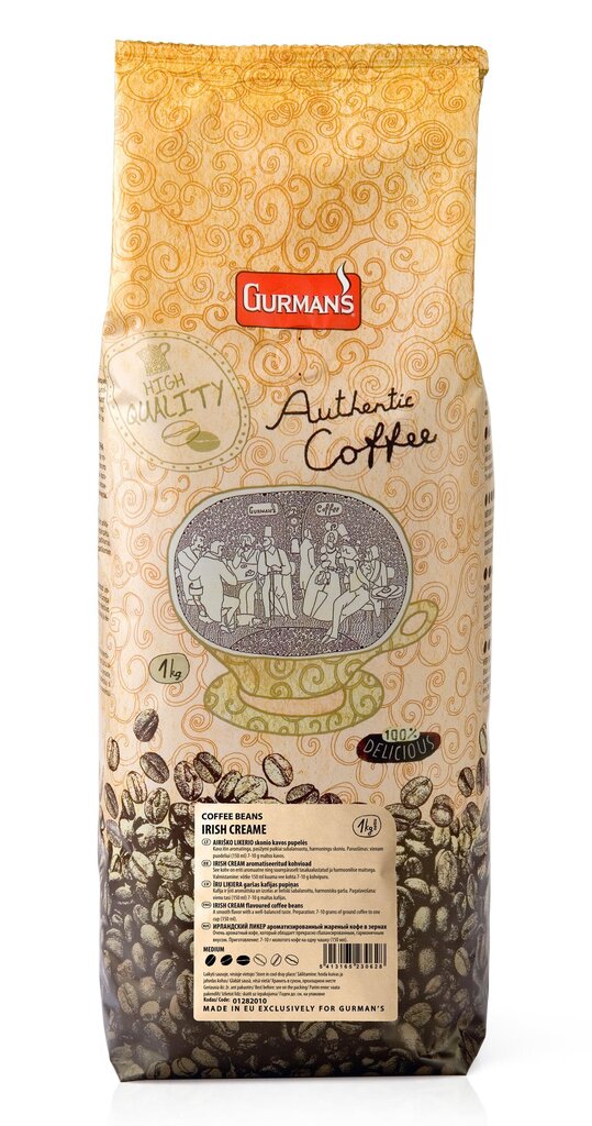 GURMAN'S Airiško likerio skonio kavos pupelės, 1 kg kaina ir informacija | Kava, kakava | pigu.lt