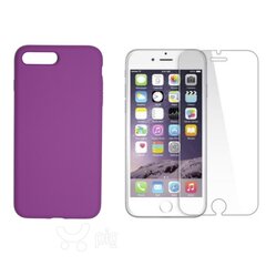 Силиконовый чехол «SoundBerry» Full protection + защитное стекло для iPhone 7 Plus, 8 Plus, фиолетовый цена и информация | Чехлы для телефонов | pigu.lt