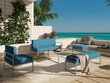 Dvivietė lauko sofa Calme Jardin Nicea, mėlyna/šviesiai pilka kaina ir informacija | Lauko kėdės, foteliai, pufai | pigu.lt