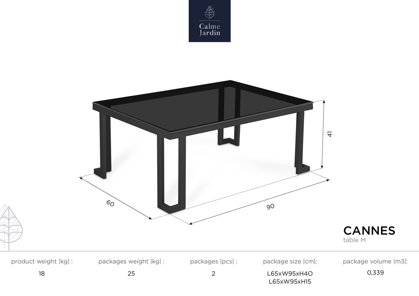 Lauko stalas Calme Jardin Cannes M, baltas kaina ir informacija | Lauko stalai, staliukai | pigu.lt