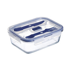 PURE BOX ACTIVE стеклянная посудина+вилка-нож 1.22л, лuminarc цена и информация | Посуда для хранения еды | pigu.lt