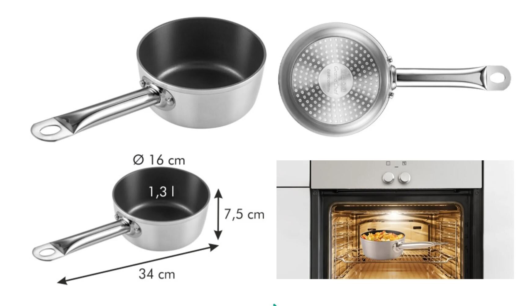 Tescoma Grand Chef puodas, 16 cm, 1,3 l kaina ir informacija | Puodai, greitpuodžiai | pigu.lt