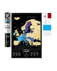 Nutrinamas kelionių žemėlapis Travel Map Black Europe цена и информация | Карты мира | pigu.lt