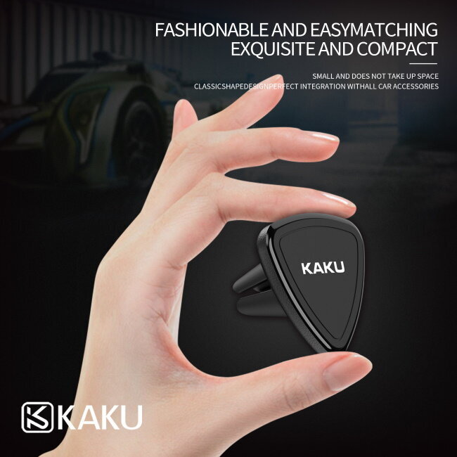 iKaku KSC-207 Triangle Universal Car Air Vent phone Holder with magnetic plate diam. 3.5cm Black kaina ir informacija | Telefono laikikliai | pigu.lt