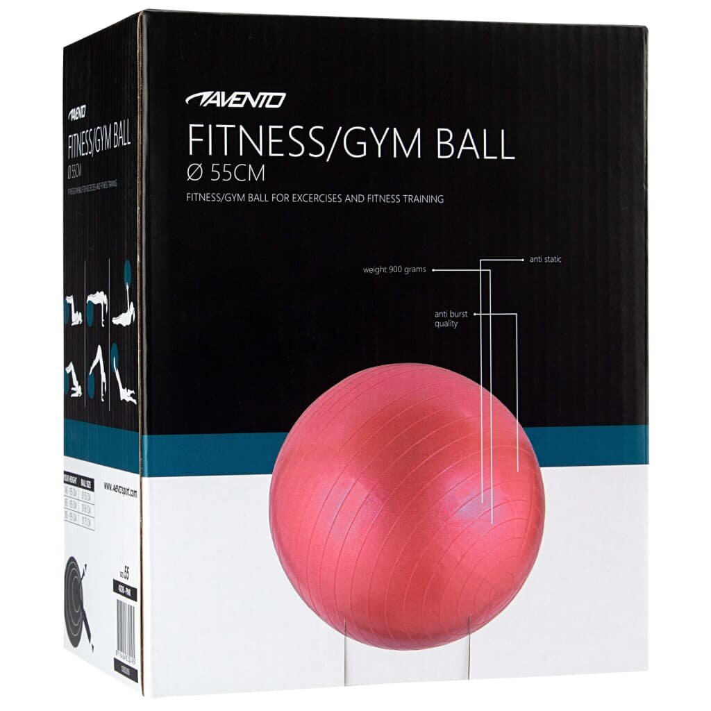 Gimnastikos kamuolys Avento, 55 cm, rožinis kaina ir informacija | Gimnastikos kamuoliai | pigu.lt