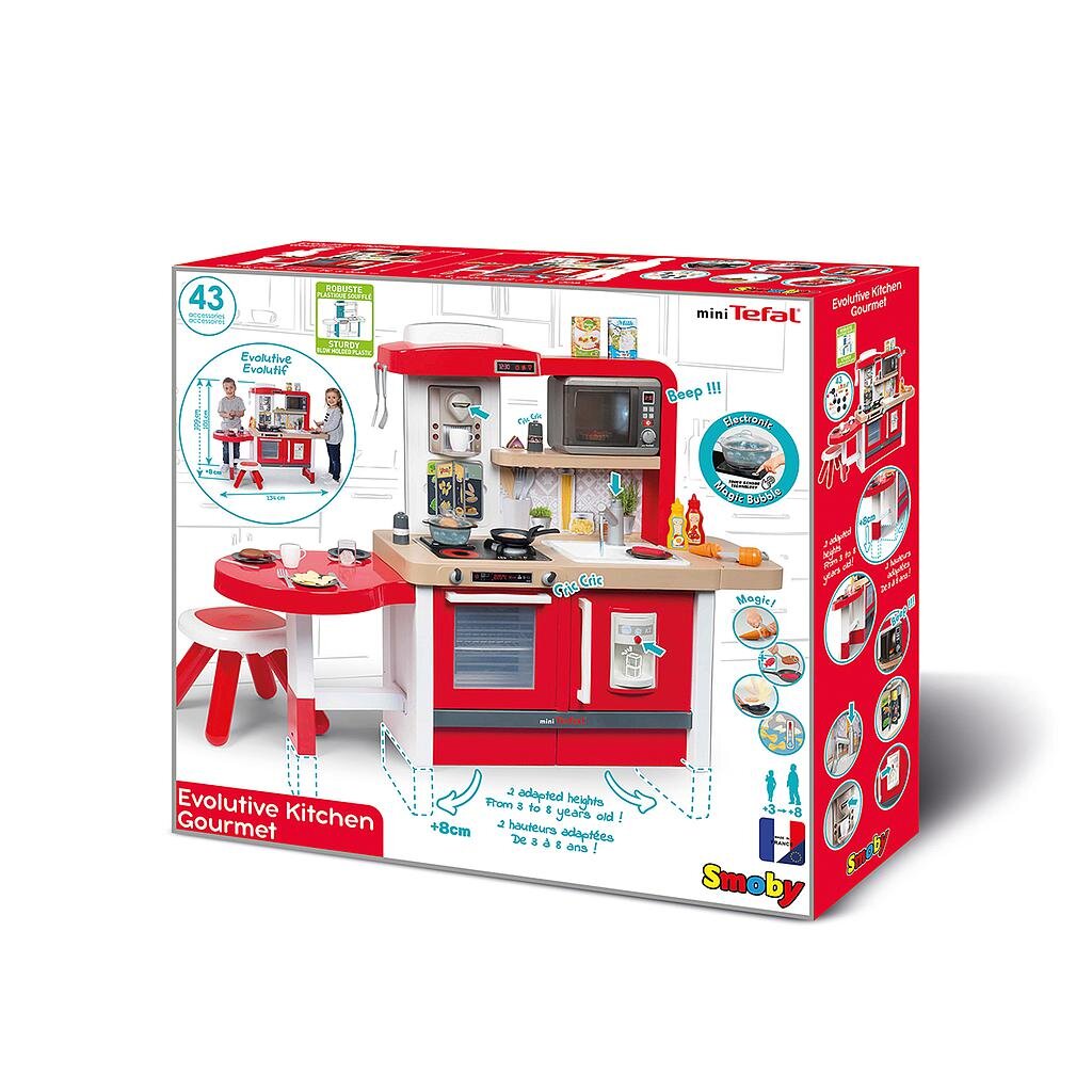Žaislinė virtuvėlė su priedais Smoby Tefal Evolutive Gourmet kaina ir informacija | Žaislai mergaitėms | pigu.lt