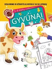 Spalvinimo ir užduotėlių knygelė Gyvūnai su 50 lipdukų, 3-4 metų vaikams цена и информация | Развивающие книги | pigu.lt