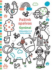 Pažink spalvas. GYVŪNAI Užduotėlės 3-4 metų vaikams kaina ir informacija | Knygos vaikams | pigu.lt