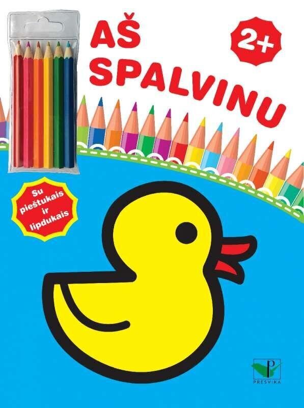 Spalvinimo knygelė Aš spalvinu 2+. Su pieštukais ir lipdukais kaina ir informacija | Spalvinimo knygelės | pigu.lt