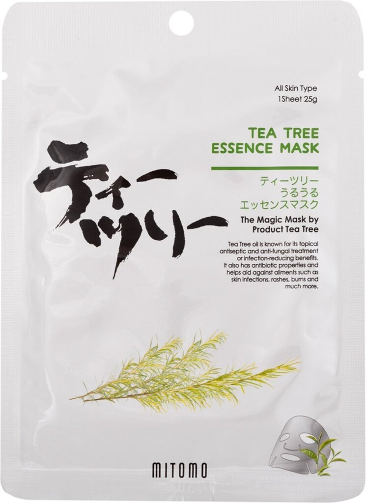 Lakštinė veido kaukė Mitomo Tea tree 25 g цена и информация | Veido kaukės, paakių kaukės | pigu.lt