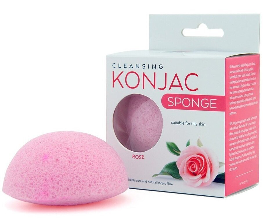 Valomoji veido kempinėlė Konjac Sponge Rose kaina ir informacija | Veido prausikliai, valikliai | pigu.lt