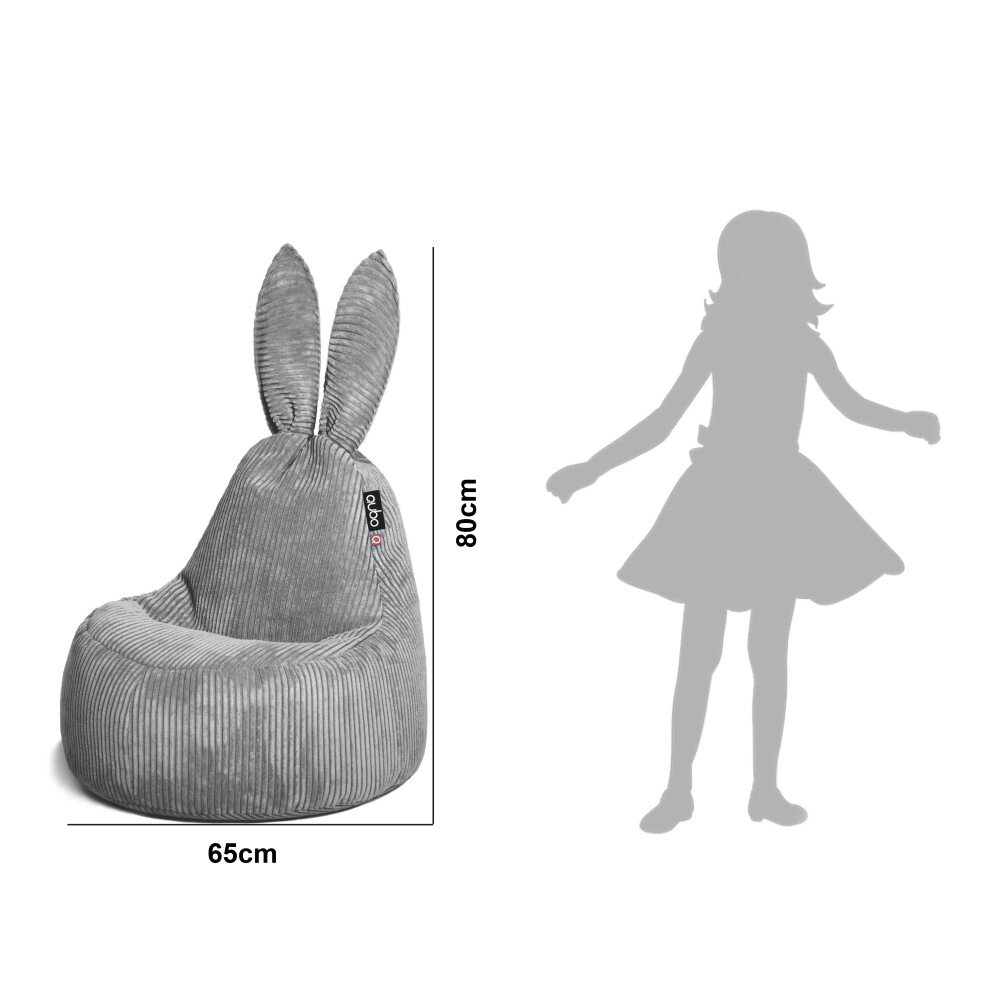 Vaikiškas sėdmaišis Qubo™ Baby Rabbit, gobelenas, tamsiai pilkas kaina ir informacija | Vaikiški sėdmaišiai, foteliai, pufai | pigu.lt