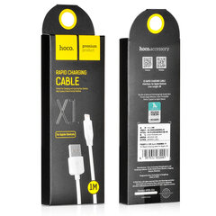 USB кабель Hoco X1 microUSB 2.0 м, белый цена и информация | Кабели для телефонов | pigu.lt