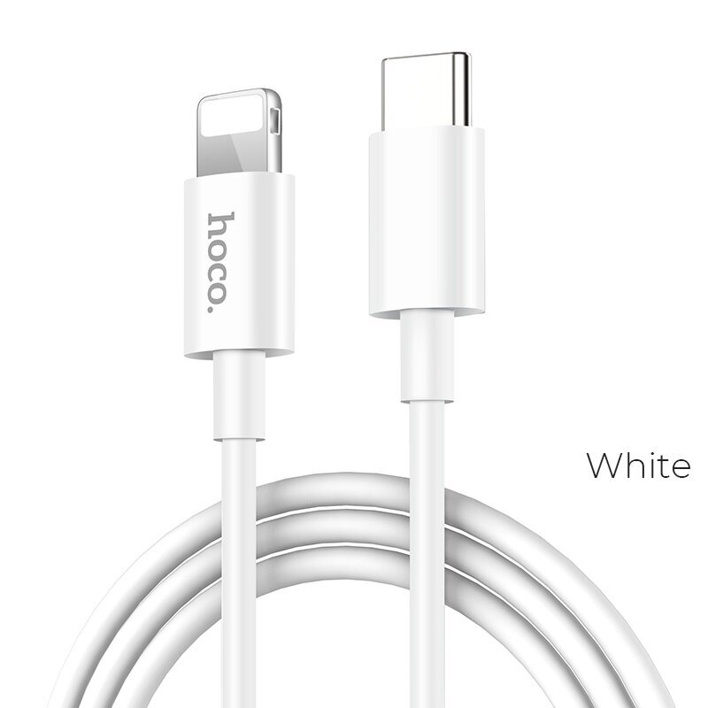 Kabelis Lightning - Type C PD (greitas įkrovimas) Hoco X36, 1.0m 3A 18W, Įkrovimo duomenų kabelis USB C Lightning for Apple iPhone laidas, baltas kaina ir informacija | Laidai telefonams | pigu.lt