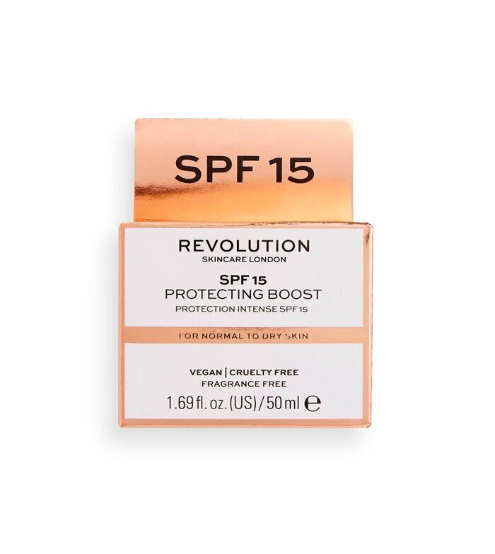 Dieninis veido kremas Revolution SPF15 Protecting Boost, 50 ml kaina ir informacija | Veido kremai | pigu.lt