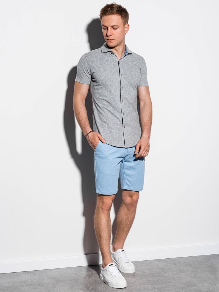 Vyriški marškiniai trumpomis rankovėmis Ombre K541 pilkos spalvos цена и информация | Vyriški marškiniai | pigu.lt