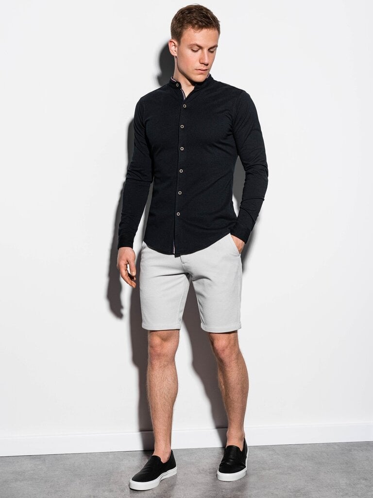 Vyriški marškiniai ilgomis rankovėmis Ombre K542, juodi kaina ir informacija | Vyriški marškiniai | pigu.lt