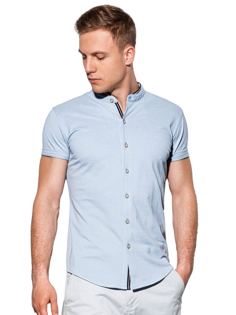 Vyriški marškiniai trumpomis rankovėmis Ombre K543, mėlyni цена и информация | Vyriški marškiniai | pigu.lt