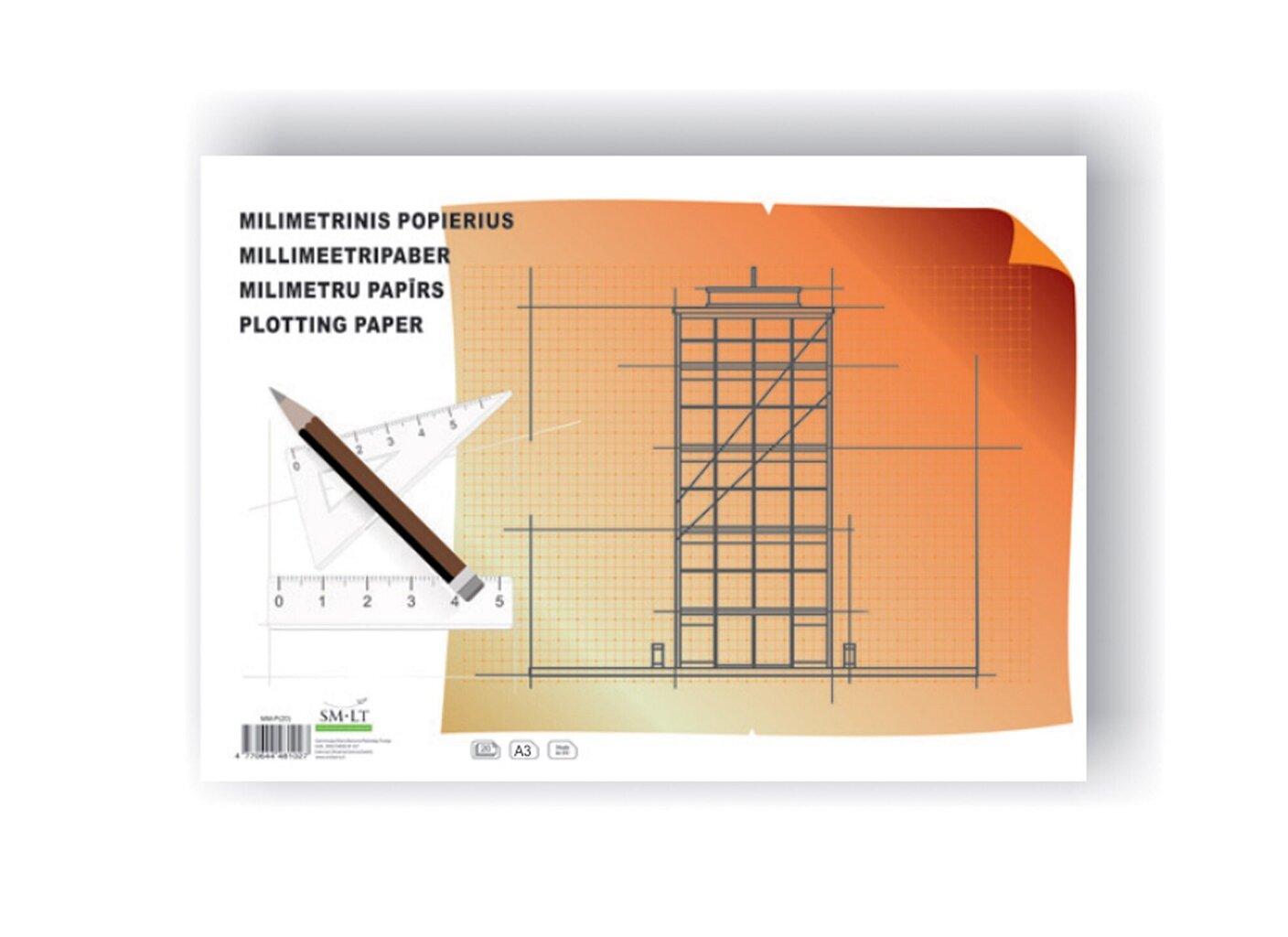 Milimetrinis popierius A3 3MM-P 20 lapų kaina ir informacija | Sąsiuviniai ir popieriaus prekės | pigu.lt