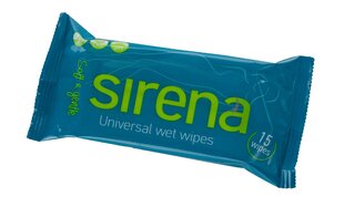 Sirena универсальные влажные салфетки, 15 шт. цена и информация | Ватная продукция, влажные салфетки | pigu.lt