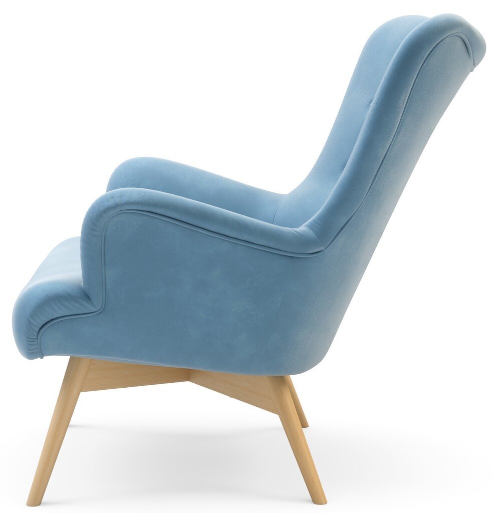 Fotelis su pakoju Zele, šviesiai mėlynas цена и информация | Svetainės foteliai | pigu.lt