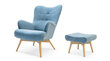 Fotelis su pakoju Zele, šviesiai mėlynas цена и информация | Svetainės foteliai | pigu.lt