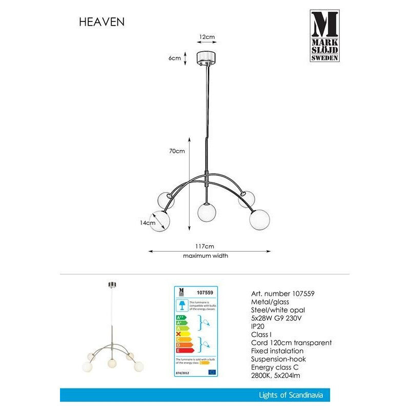 Markslöjd pakabinamas šviestuvas Heaven цена и информация | Pakabinami šviestuvai | pigu.lt