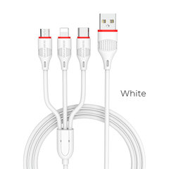 USB kabelis Borofone BX17 3in1 microUSB-Lightning-Type-C, baltas kaina ir informacija | Laidai telefonams | pigu.lt