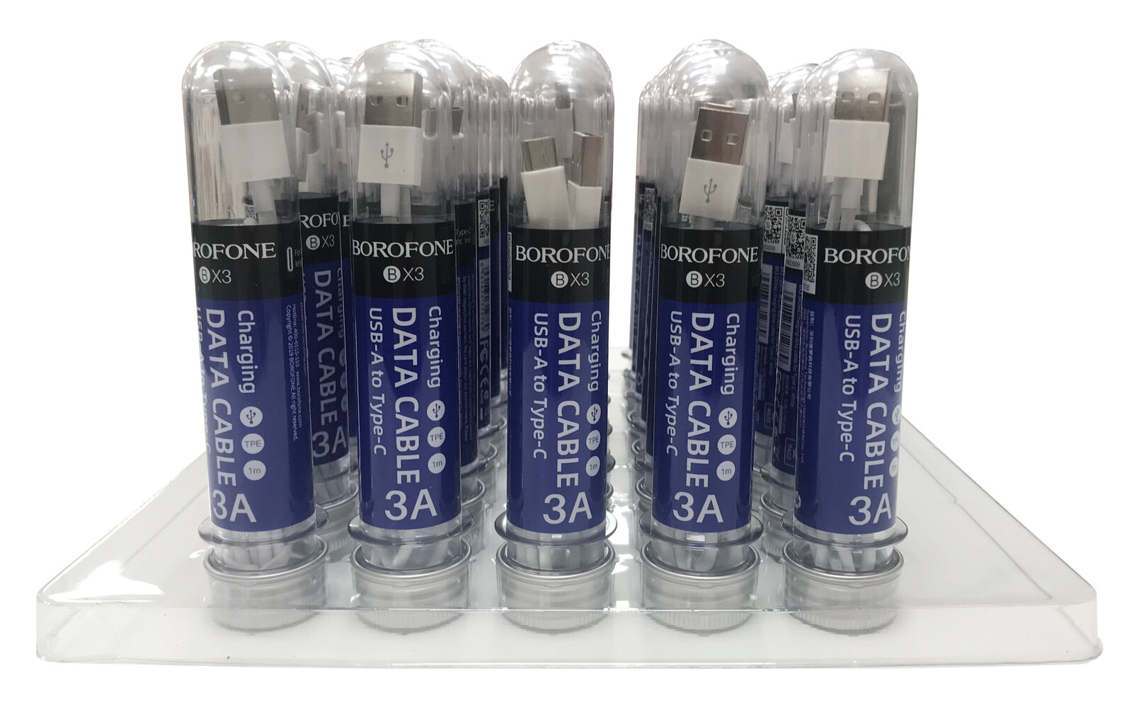 USB kabelių rinkinys Borofone BX3 30vnt., 10xLightning-10xmicroUSB-10xType-C kaina ir informacija | Laidai telefonams | pigu.lt