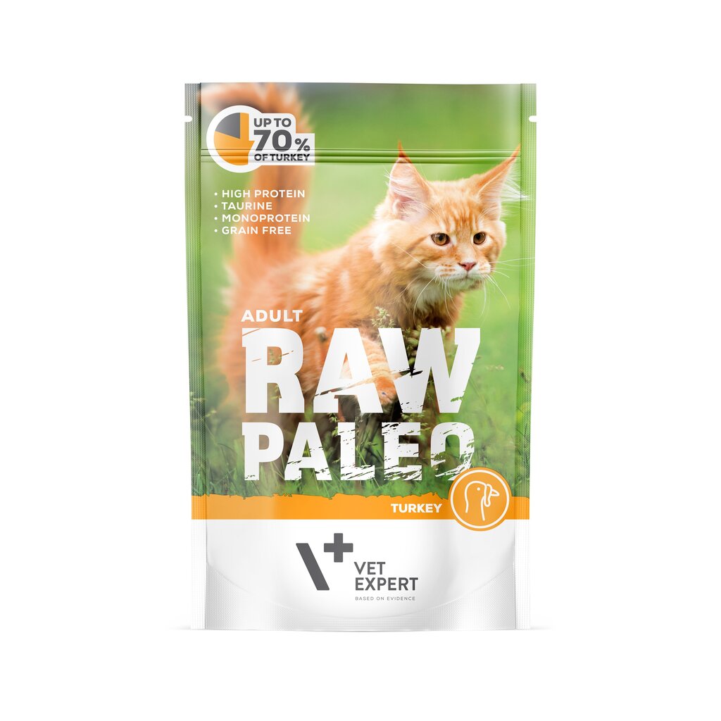 Raw Paleo konservai suaugusioms katėms su kalakutiena ir saulėgrąžų aliejumi, begrūdis 100 g kaina ir informacija | Konservai katėms | pigu.lt