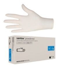Латексные перчатки с пудрой Mercator Santex, М, 100 шт цена и информация | Рабочие перчатки | pigu.lt