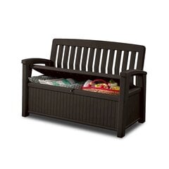 Lauko suolas su daiktadėže Keter Patio Storage Bench 227L, rudas kaina ir informacija | Lauko suolai | pigu.lt