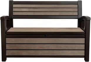 Скамья для хранения Hudson Storage Bench 227L, коричневая цена и информация | Садовые скамейки | pigu.lt