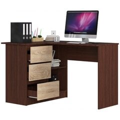 Письменный стол NORE B16, левый вариант, коричневый/цвета дуба цена и информация | Компьютерные, письменные столы | pigu.lt