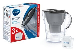 BRITA Marella 2.4L Memo pilkas +3vnt Maxtra+ kaina ir informacija | Vandens filtrai | pigu.lt