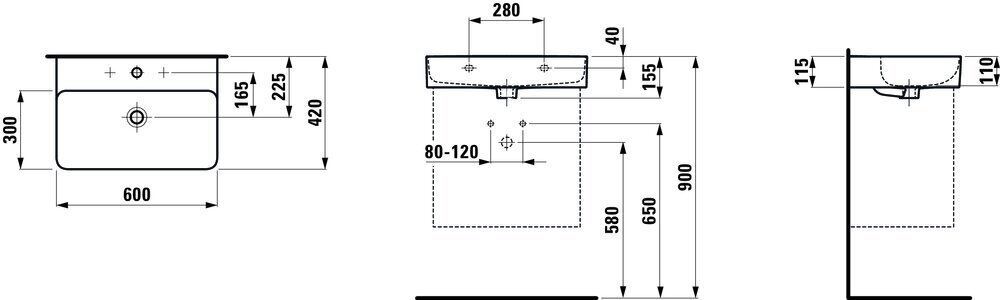 Praustuvas Laufen VAL, H8102830001041 цена и информация | Praustuvai | pigu.lt