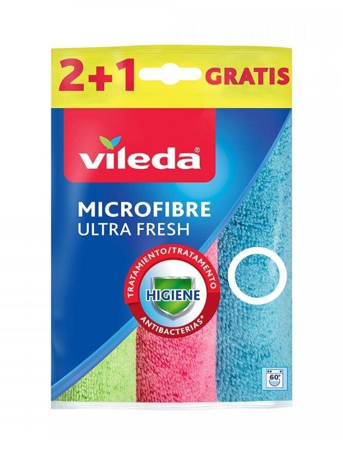 Vileda šluostės Mikrofibra Ultra Fresh, 3 vnt. kaina ir informacija | Valymo šluostės, servetėlės | pigu.lt