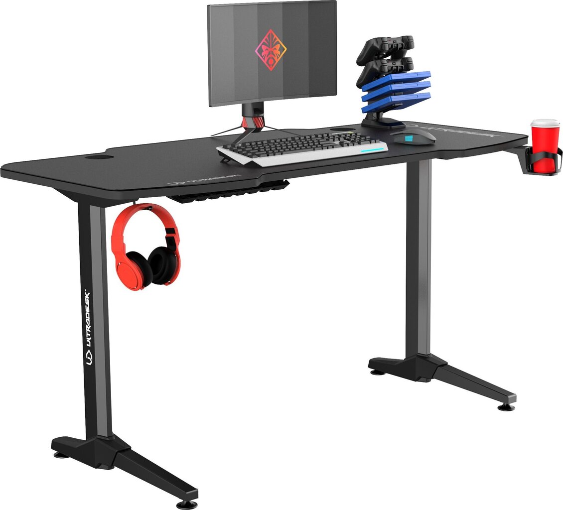 Žaidimų stalas Ultradesk Frag Black, juodas kaina ir informacija | Kompiuteriniai, rašomieji stalai | pigu.lt