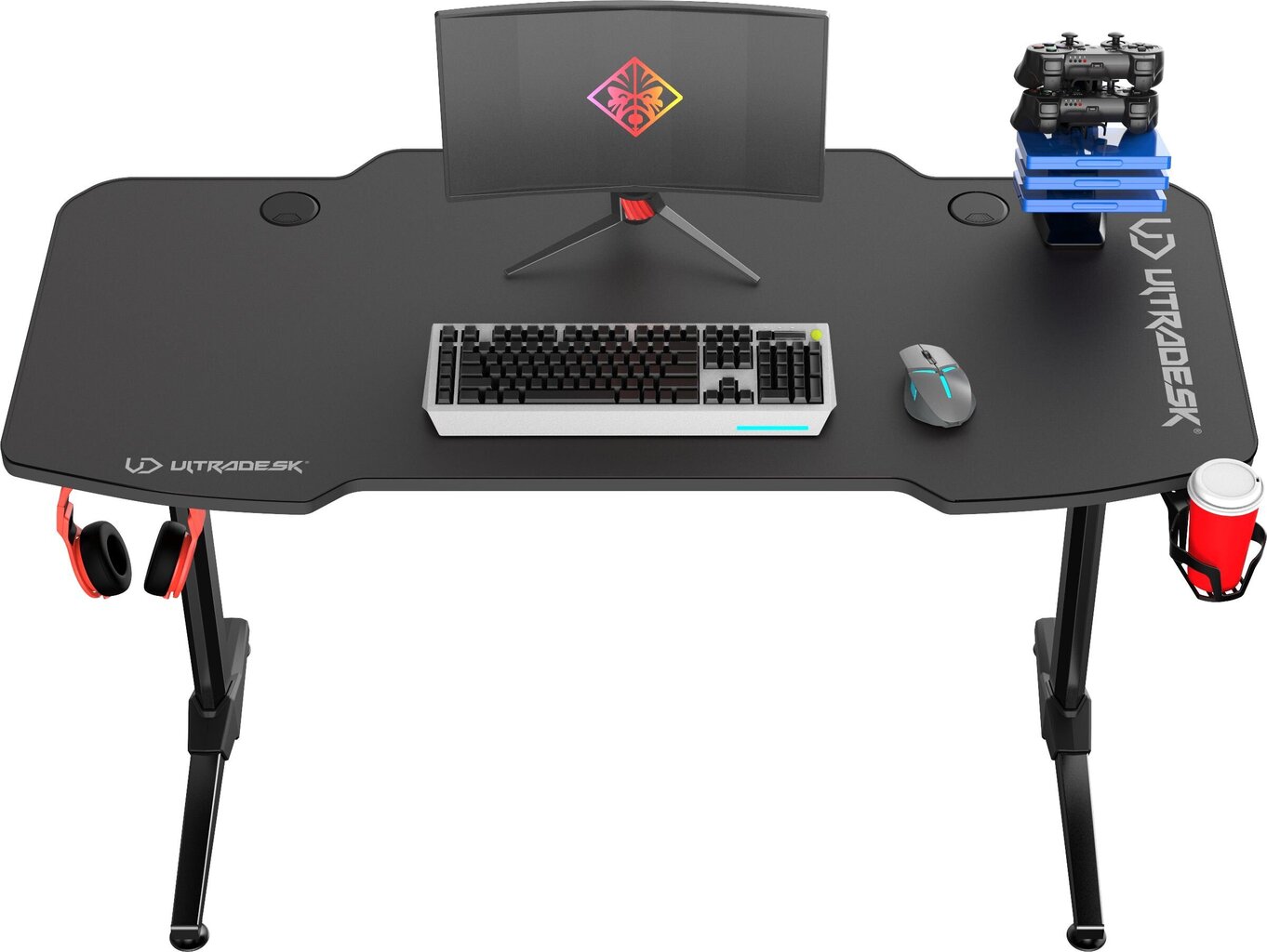Žaidimų stalas Ultradesk Frag Black, juodas kaina ir informacija | Kompiuteriniai, rašomieji stalai | pigu.lt