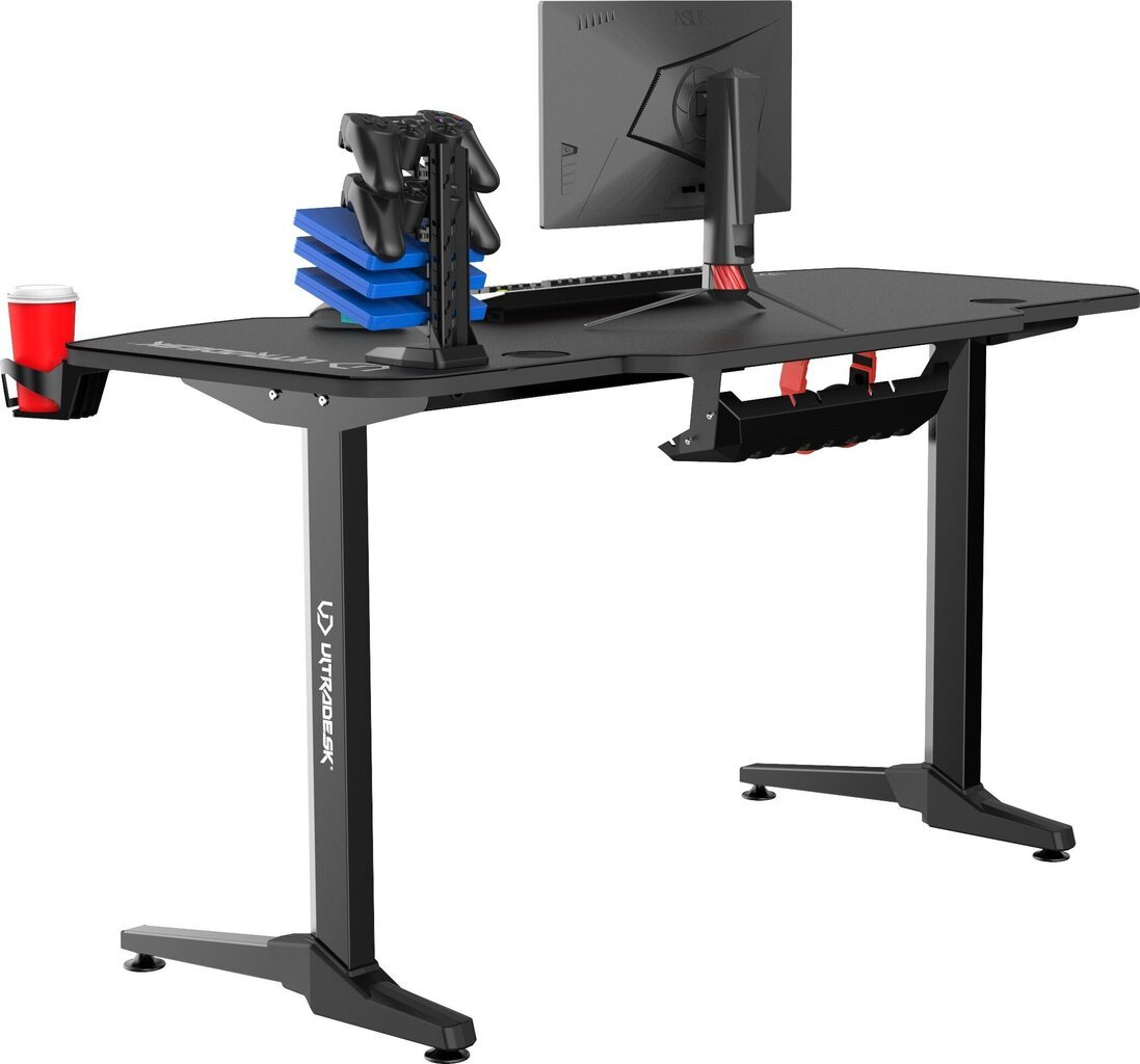 Žaidimų stalas Ultradesk Frag Black, juodas kaina ir informacija | Kompiuteriniai, rašomieji stalai | pigu.lt