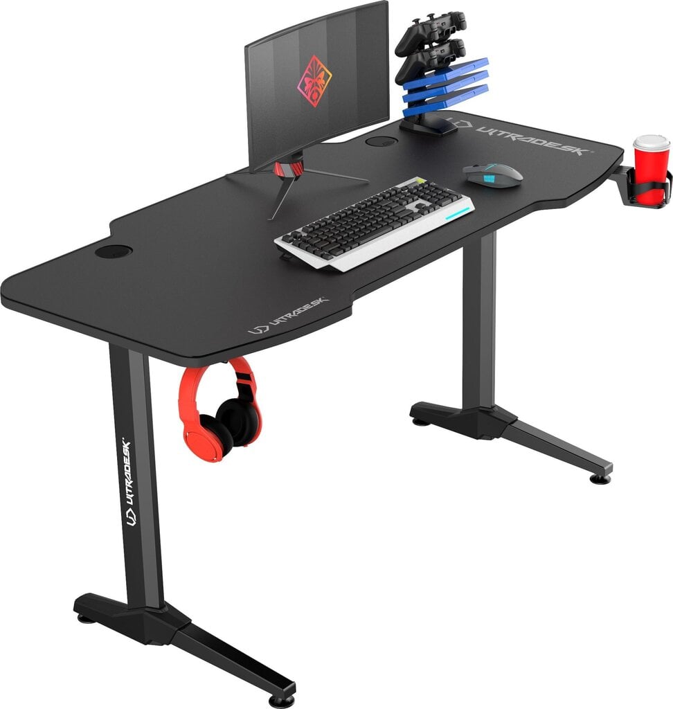 Žaidimų stalas Ultradesk Frag Black, juodas kaina ir informacija | Kompiuteriniai, rašomieji stalai | pigu.lt
