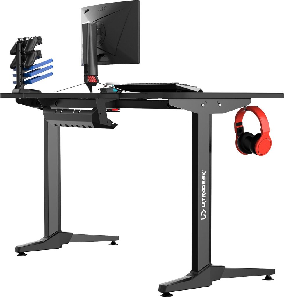 Žaidimų stalas Ultradesk Frag Black, juodas kaina ir informacija | Kompiuteriniai, rašomieji stalai | pigu.lt