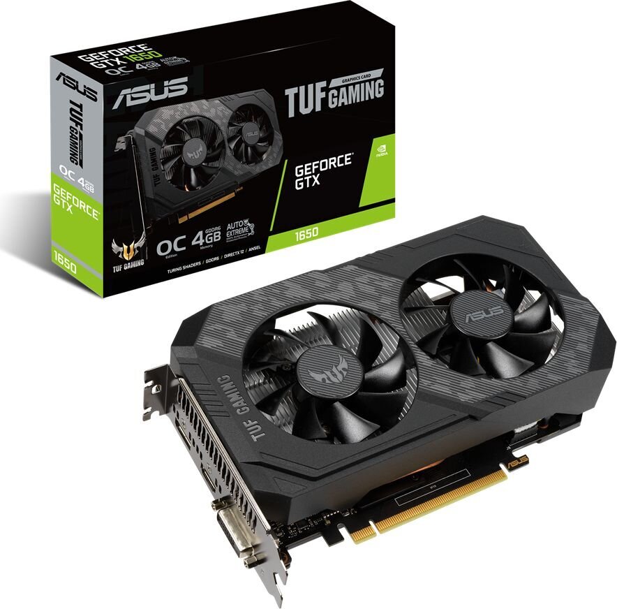 Asus TUF-GTX1650-O4GD6-GAMING цена и информация | Vaizdo plokštės (GPU) | pigu.lt