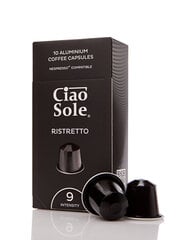 Кофе в капсулах Ciao Sole "Ristretto", 10 капсул с кофейными аппаратами Nespresso® цена и информация | Кофе, какао | pigu.lt