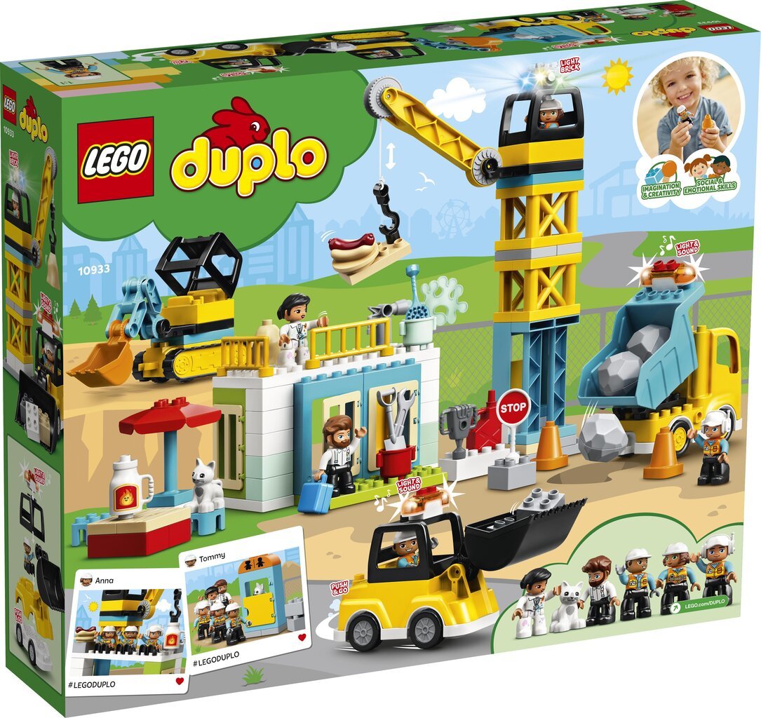 10933 LEGO® DUPLO Bokštinis kranas ir statybos цена и информация | Konstruktoriai ir kaladėlės | pigu.lt