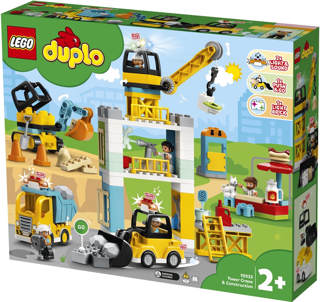 10933 LEGO® DUPLO Bokštinis kranas ir statybos kaina ir informacija | Konstruktoriai ir kaladėlės | pigu.lt